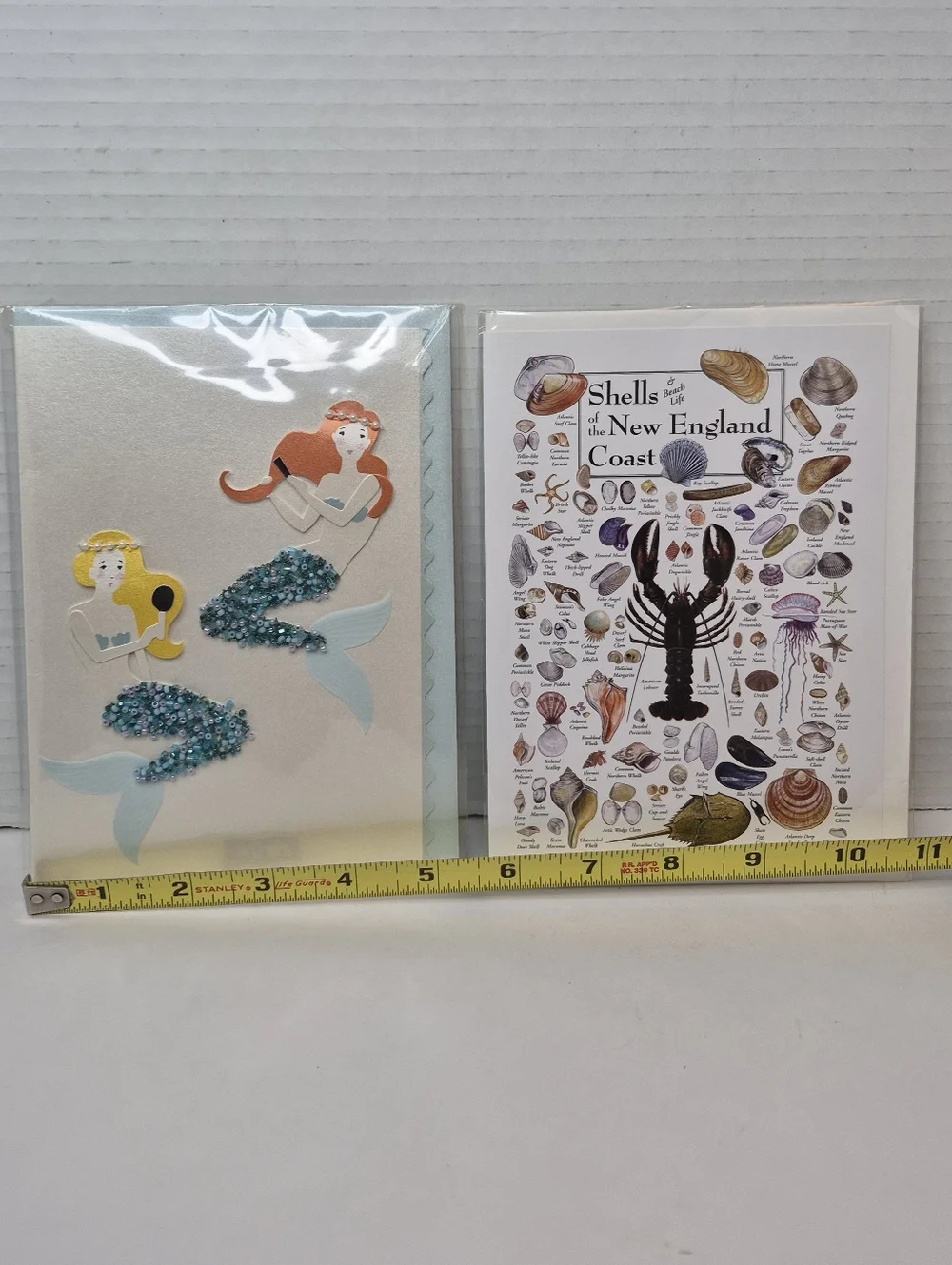 Greeting Card Duo Vtg Embellished Mermaid Birthday Card Seashell Theme Blank NWT